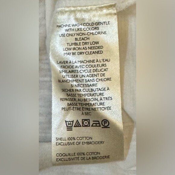 NWT Size XL -Anthropologie 100% Cotton Tee pocket embroidery White - Picture 10 of 16
